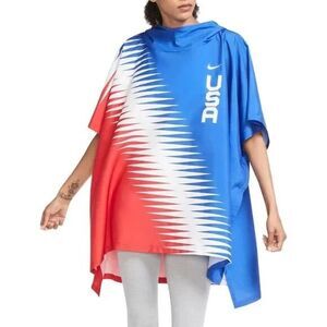Nike Team USA Marathoner Running Hooded Poncho Jacket Unisex S/M CV0431 657 NEW
